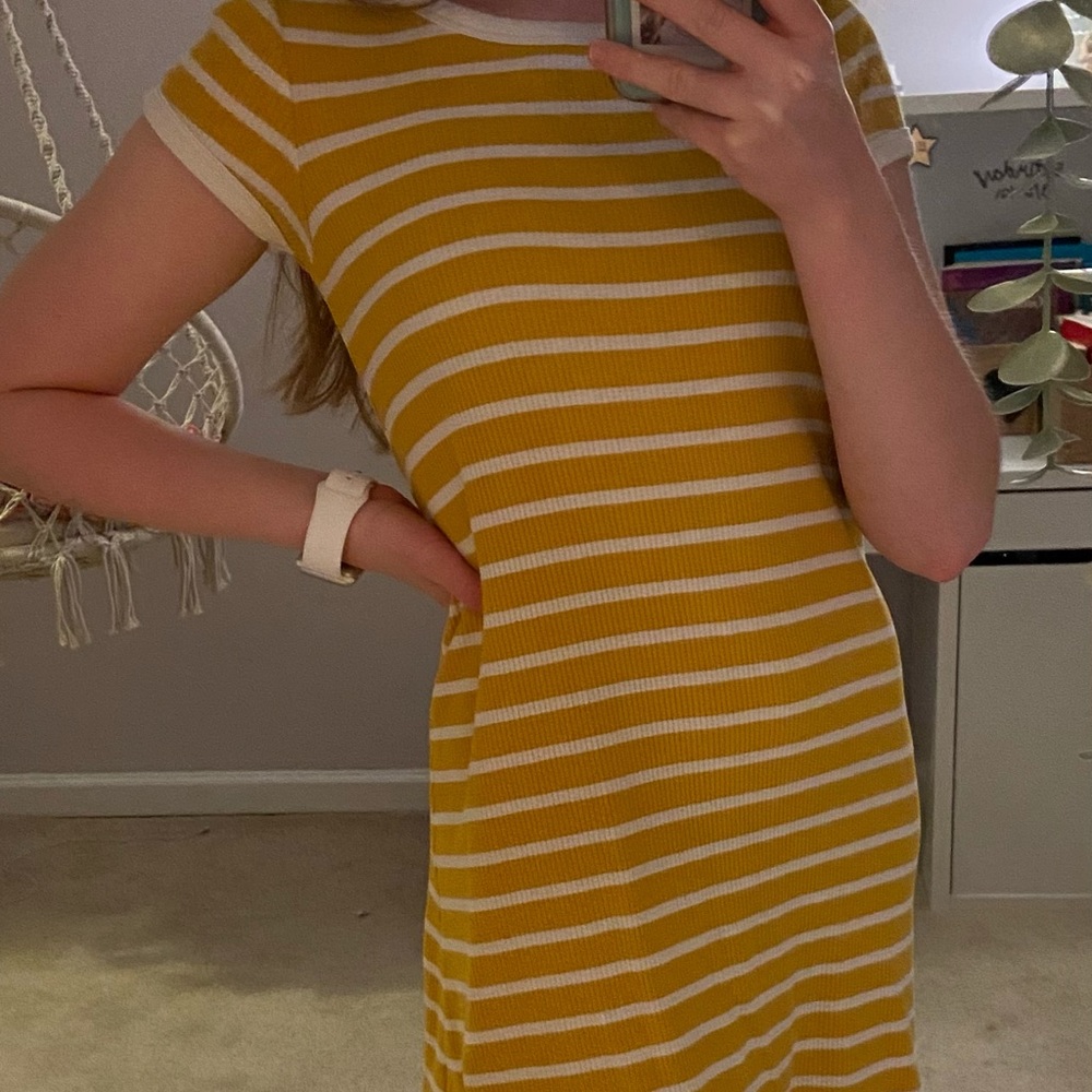 Yellow and White Striped Dress